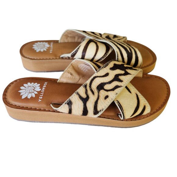 Yellowbox Zebra Ansila Leather Sandal Women's Size 6 M - Picture 5 of 10